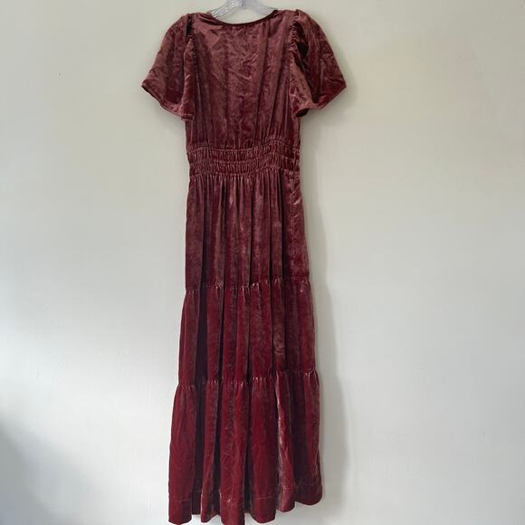 Anthropologie Velvet Maxi Dress in Deep Red - Picture 10 of 11